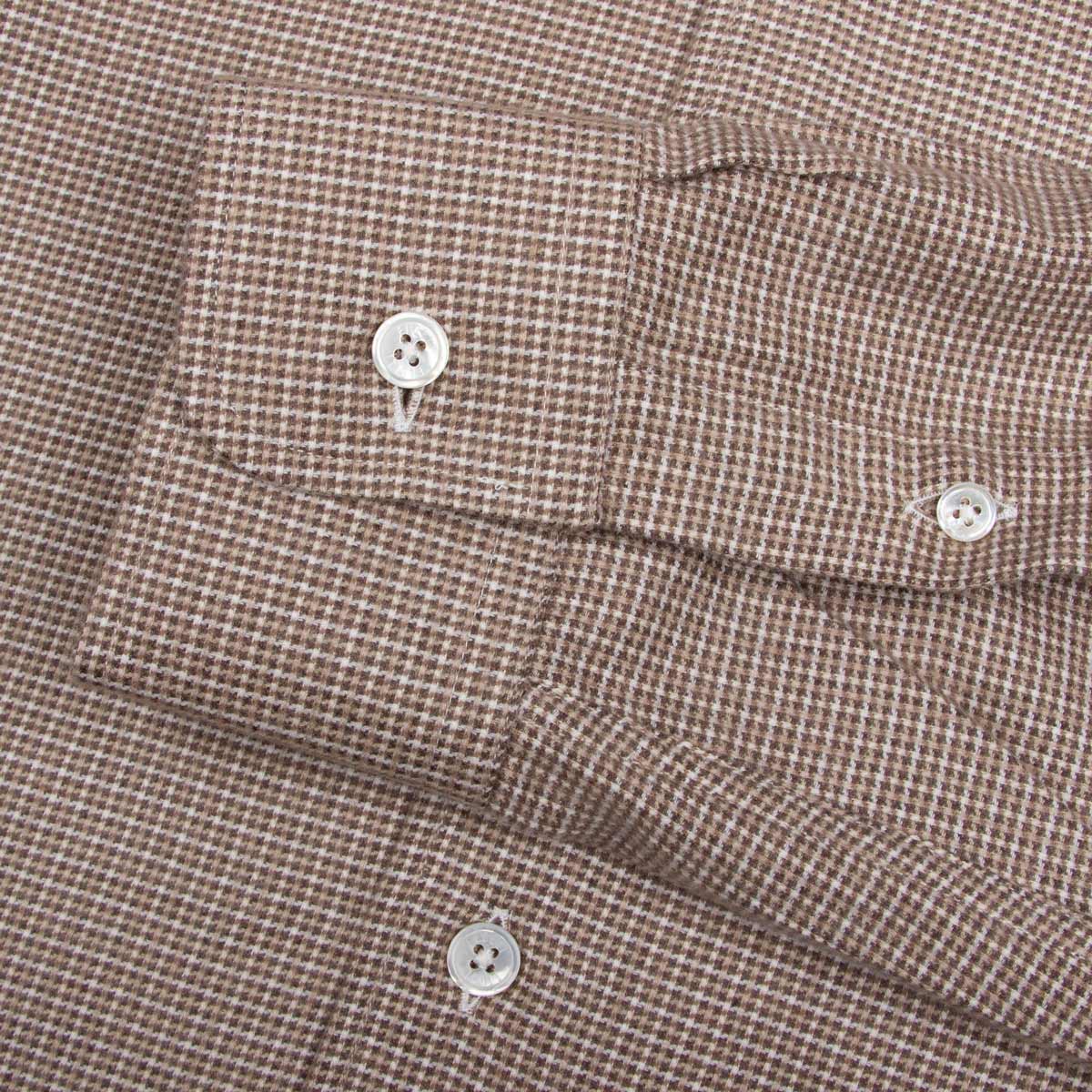 Fedeli - Brown Houndstooth 'Alberto' Cotton &amp; Lyocell Flanel Shirt