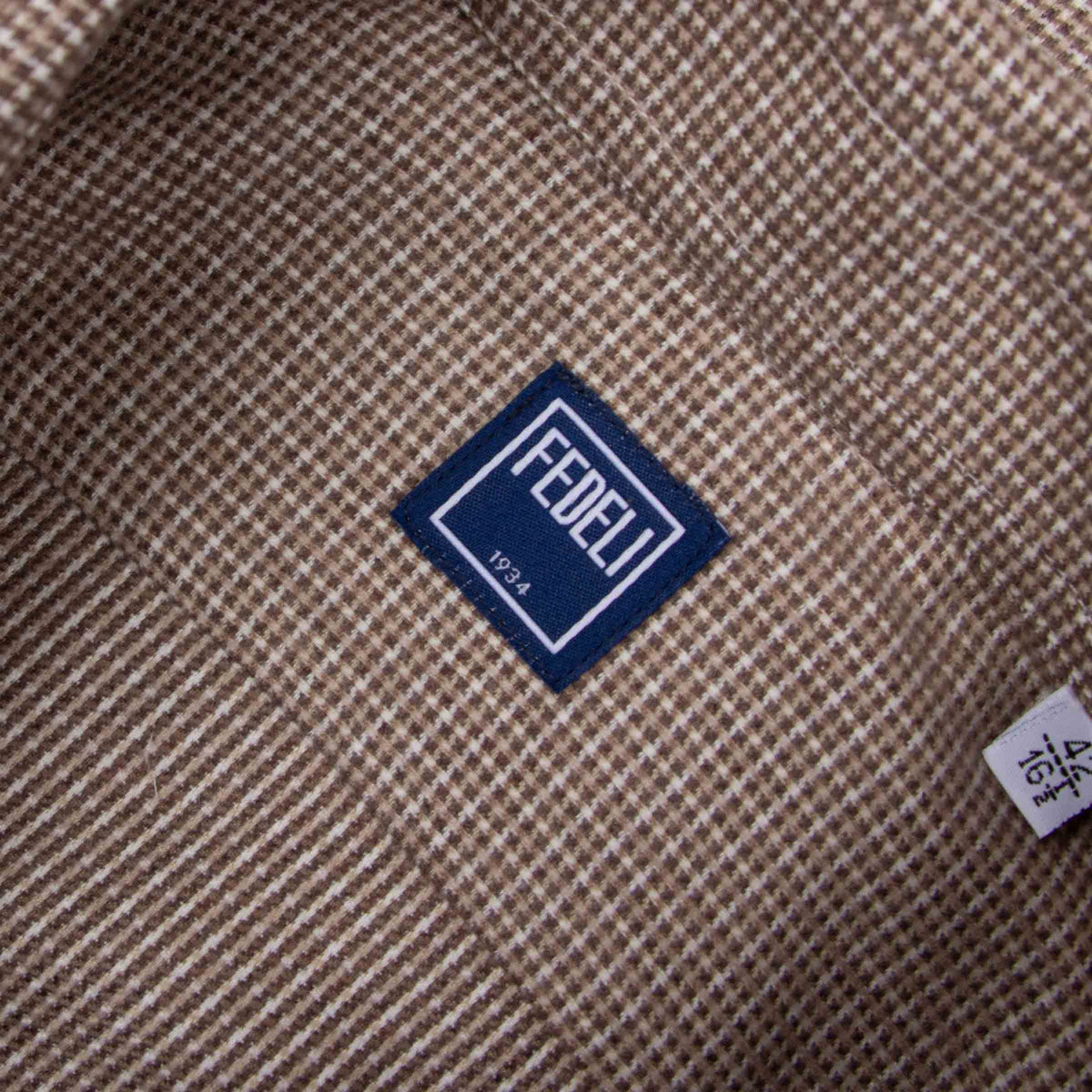 Fedeli - Brown Houndstooth 'Alberto' Cotton &amp; Lyocell Flanel Shirt