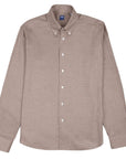 Fedeli - Brown Houndstooth 'Alberto' Cotton & Lyocell Flanel Shirt