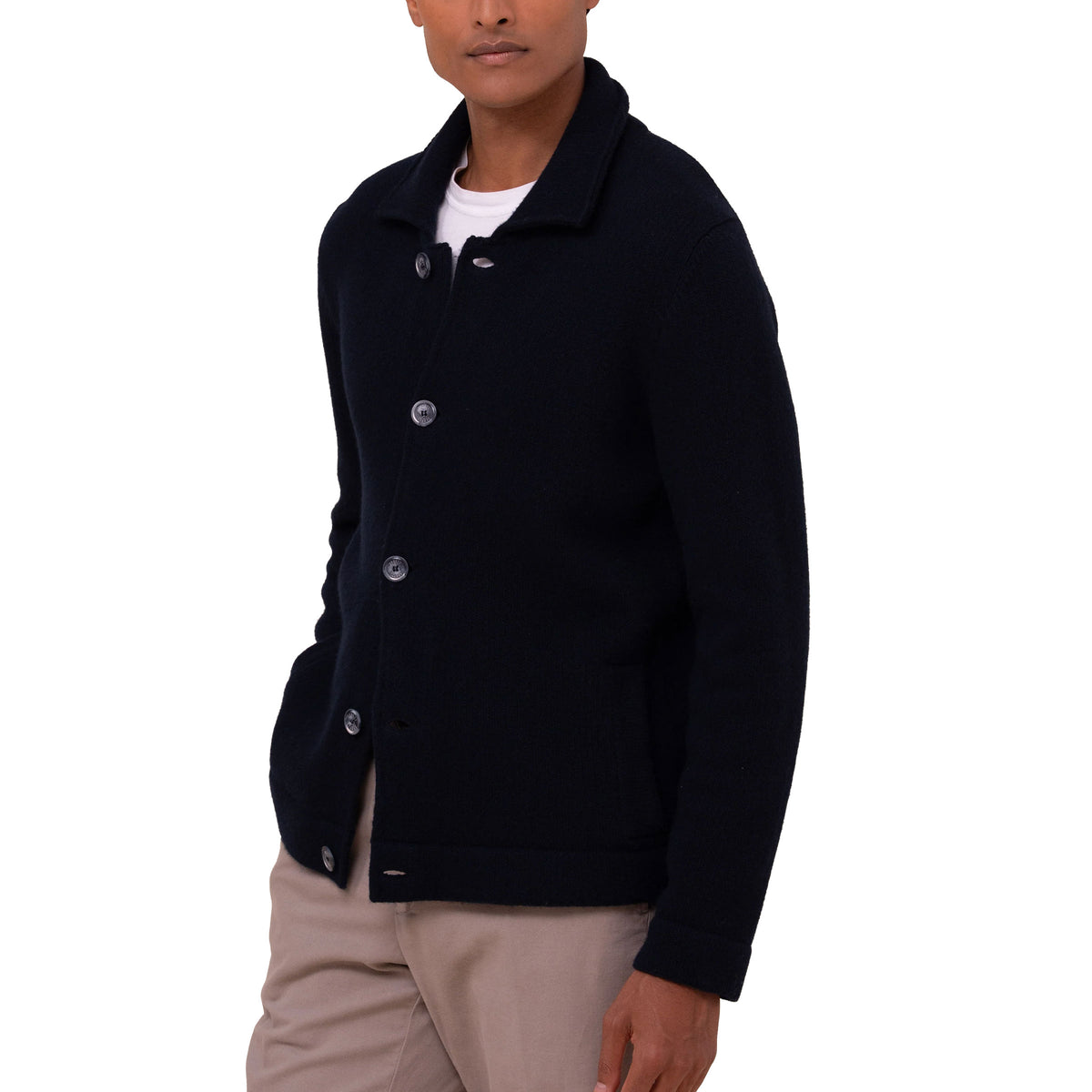 Fedeli - Navy Gordon Wool Cashmere Cardigan Sweater