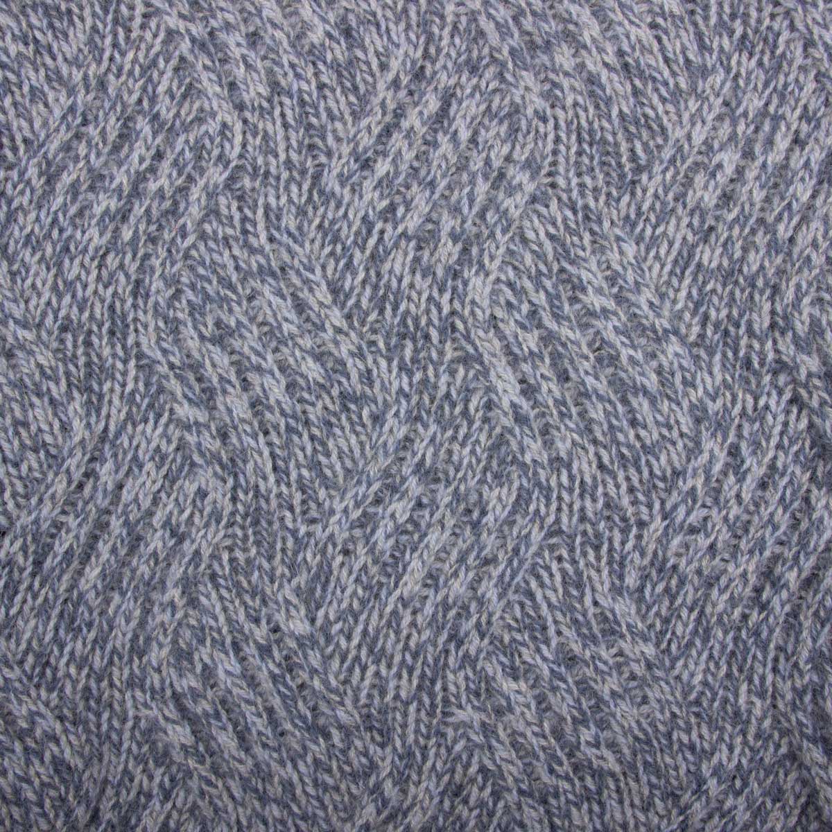 Fedeli - Blue Melange 'Ande' Cable Knit Alpaca Wool Zip Neck Sweater