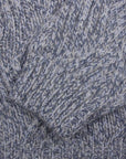 Fedeli - Blue Melange 'Ande' Cable Knit Alpaca Wool Zip Neck Sweater