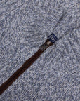 Fedeli - Blue Melange 'Ande' Cable Knit Alpaca Wool Zip Neck Sweater