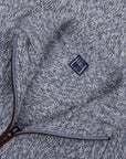 Fedeli - Blue Melange 'Ande' Cable Knit Alpaca Wool Zip Neck Sweater