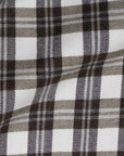 Fedeli - White and Green Check 'Alberto' Cotton & Lyocell Flanel Shirt