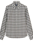 Fedeli - White and Green Check 'Alberto' Cotton & Lyocell Flanel Shirt