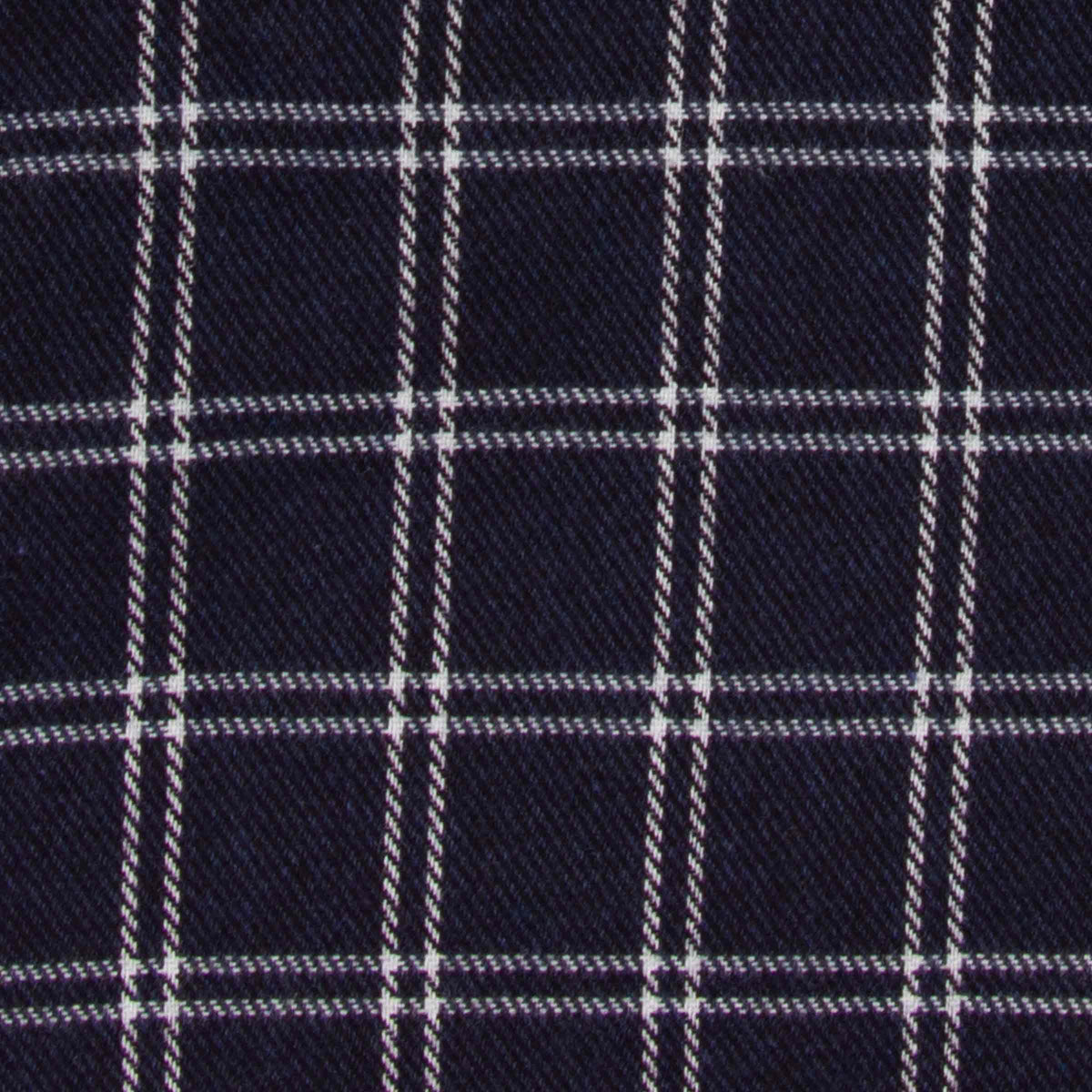 Fedeli - Navy and Cream Check 'Alberto' Cotton &amp; Lyocell Flanel Shirt