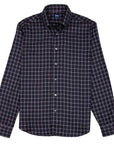 Fedeli - Navy and Cream Check 'Alberto' Cotton & Lyocell Flanel Shirt