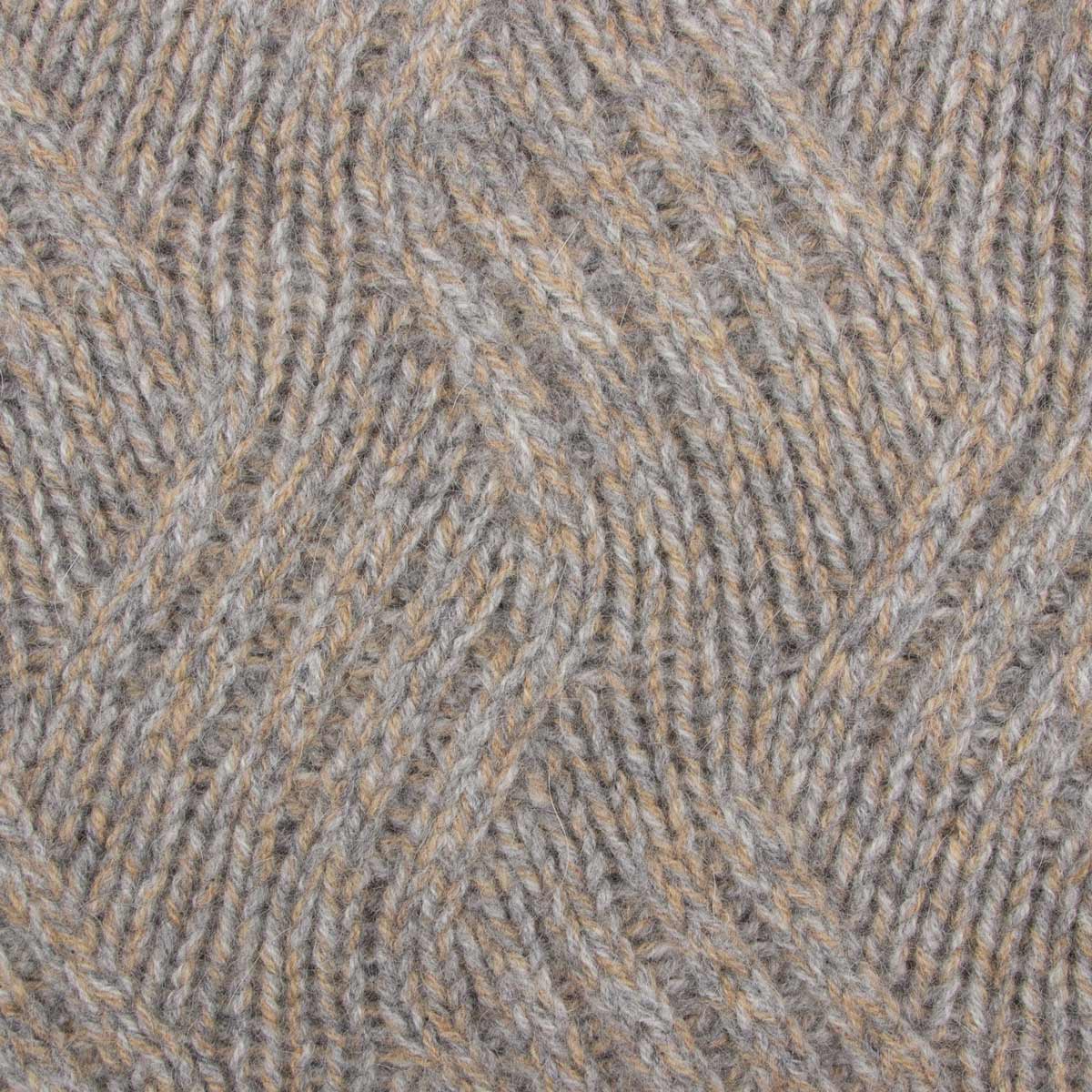 Fedeli - Flannel Melange 'Ande' Cable Knit Alpaca Wool Half Zip Sweater