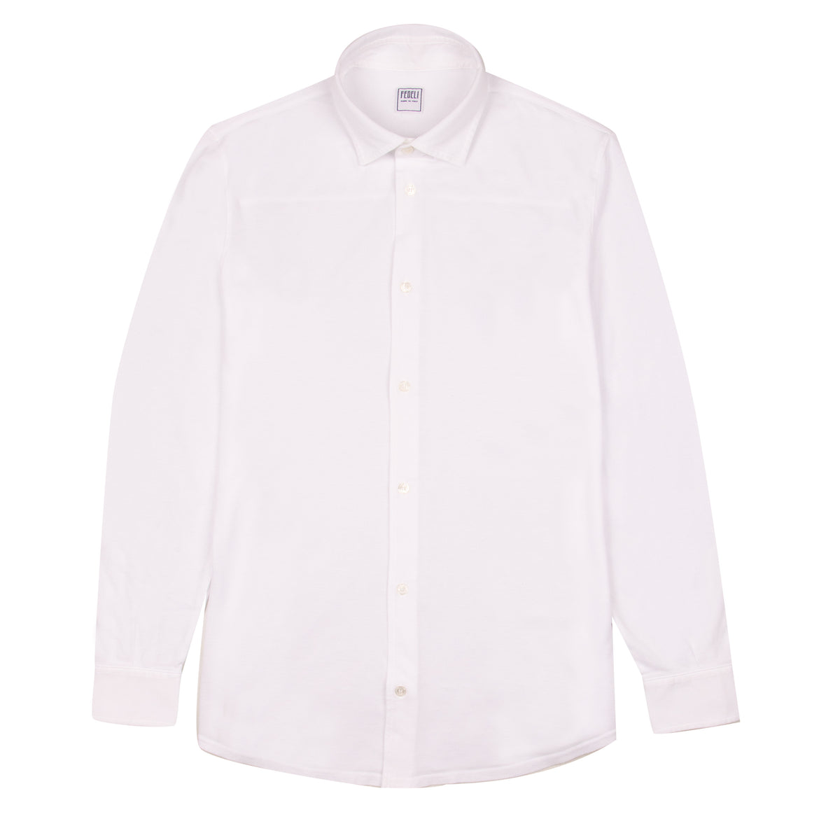Fedeli - White Piqué Organic Cotton Long Sleeve Polo Shirt L/S SHIRTS Fedeli