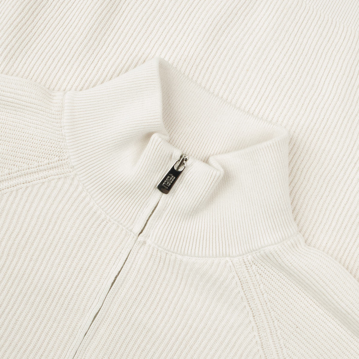 Fedeli - Linen Beige Paul Giza Organic Cotton Quarter-Zip Sweater