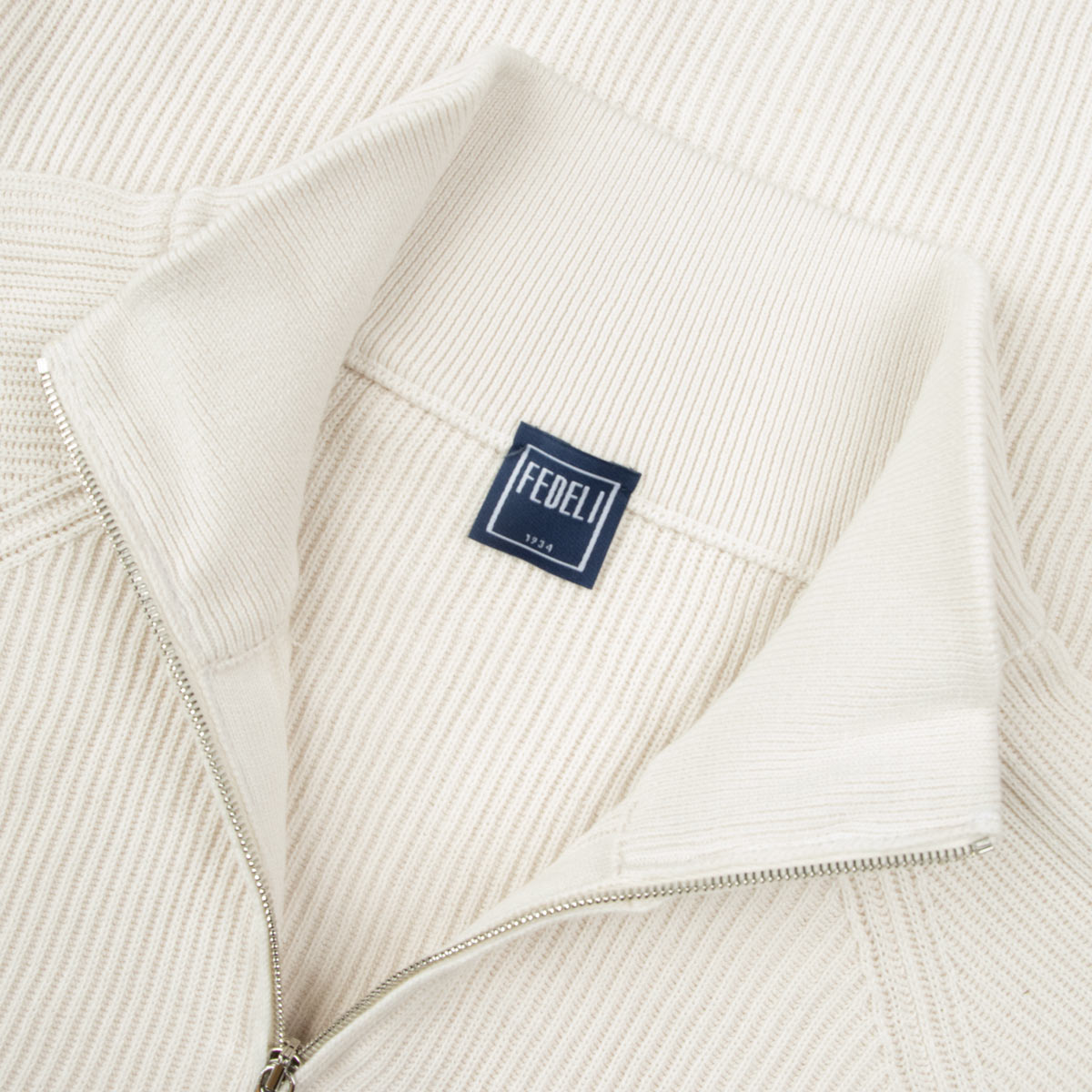 Fedeli - Linen Beige Paul Giza Organic Cotton Quarter-Zip Sweater