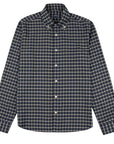Fedeli - Navy Check 'Alberto' Slim Fit Brushed Cotton Long Sleeve Shirt