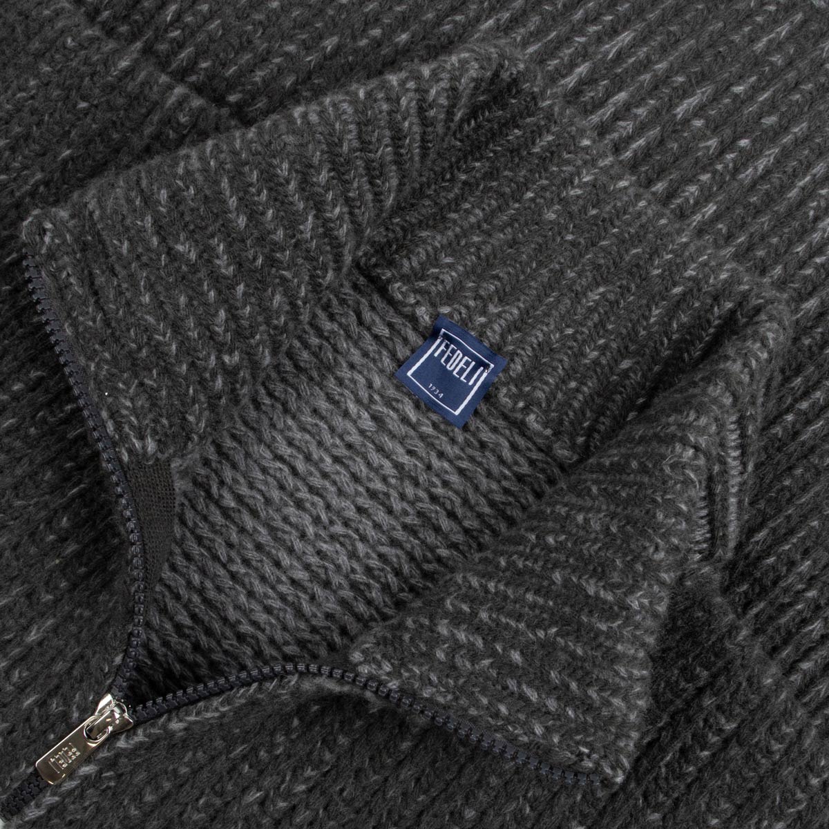 Fedeil - Carbon Grey Wool & Cashmere Cardigan KNITWEAR FEDELI