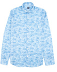 Fedeli - Light Blue Palm Print Sean Panamino Cotton Long Sleeve Shirt L/S SHIRTS FEDELI