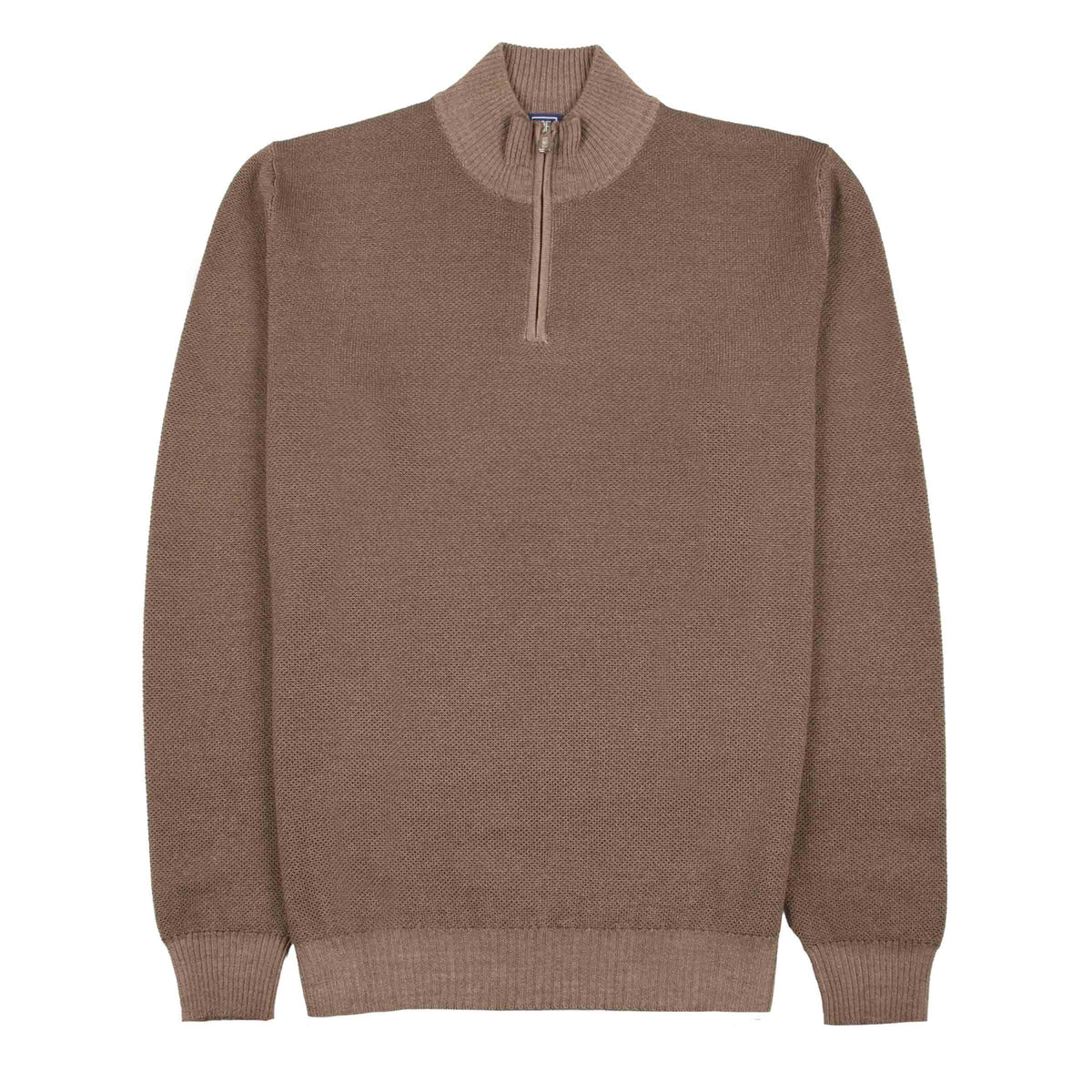 Fedeli - Sienna Beige 'Flavonio' Virgin Wool Half Zip Sweater