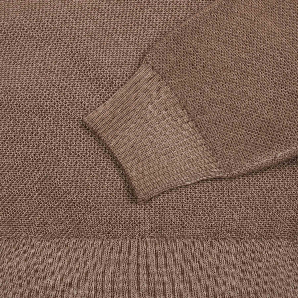 Fedeli - Sienna Beige 'Flavonio' Virgin Wool Half Zip Sweater