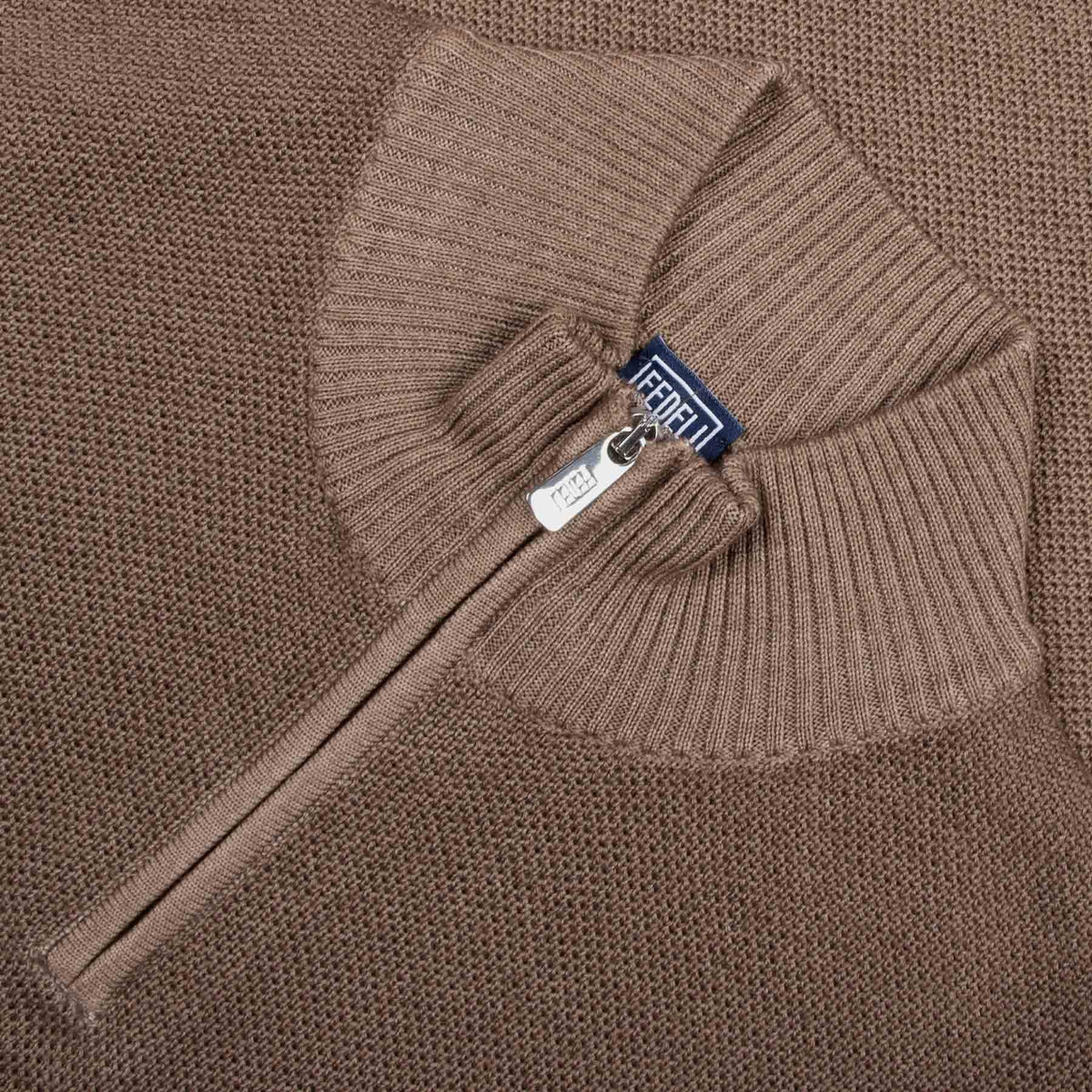 Fedeli - Sienna Beige 'Flavonio' Virgin Wool Half Zip Sweater