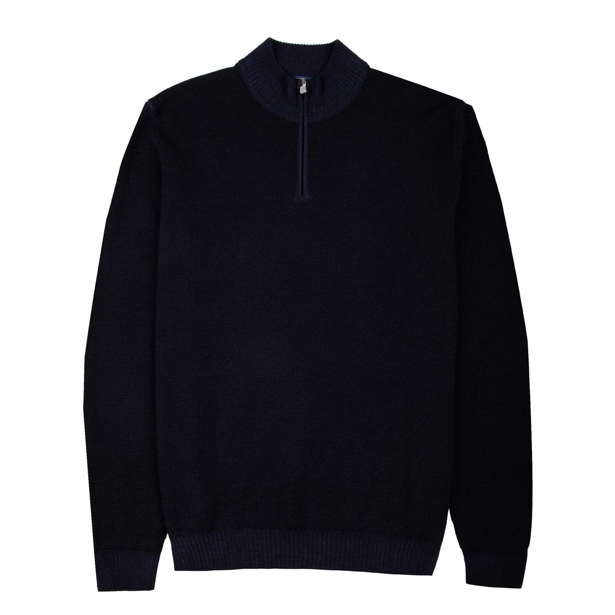 Fedeli - Midnight Blue 'Flavonio' Virgin Wool Half Zip Sweater