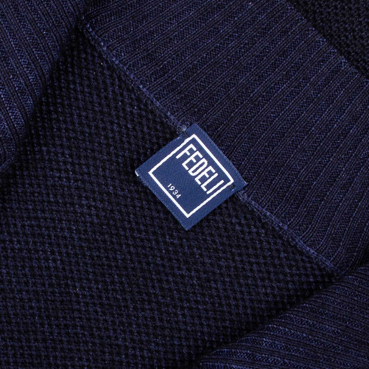 Fedeli - Midnight Blue 'Flavonio' Virgin Wool Half Zip Sweater