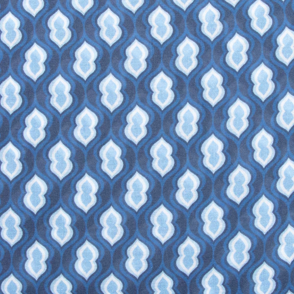 Fedeli - Navy Geometric Print Sean Panamino Cotton Long Sleeve Shirt L/S SHIRTS FEDELI