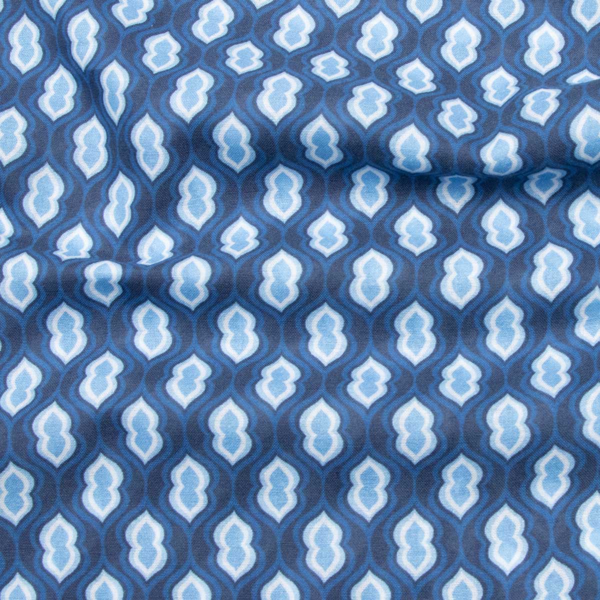 Fedeli - Navy Geometric Print Sean Panamino Cotton Long Sleeve Shirt L/S SHIRTS FEDELI