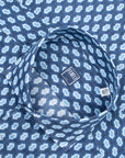 Fedeli - Navy Geometric Print Sean Panamino Cotton Long Sleeve Shirt L/S SHIRTS FEDELI