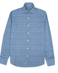 Fedeli - Navy Blue Micro Print Sean Panamino Cotton Long Sleeve Shirt L/S SHIRTS FEDELI