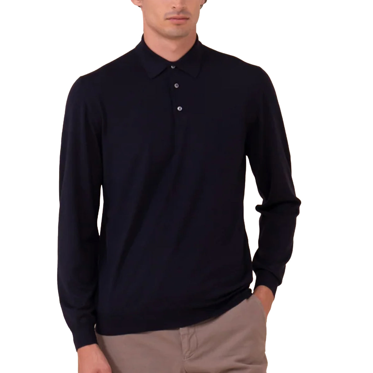 Fedeli - Midnight Navy 'Sportsman' Superfine Wool 140's Knit Polo