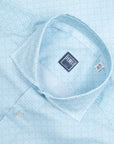 Fedeli - Light Blue Geometric Print Sean Panamino Cotton Long Sleeve Shirt L/S SHIRTS FEDELI