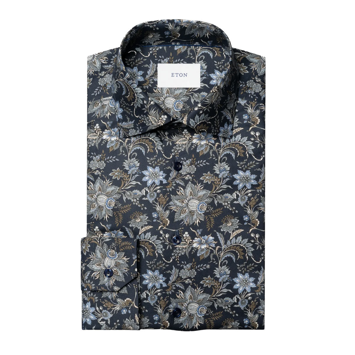 Eton - Navy Floral Signature Twill Slim Fit Shirt L/S SHIRTS Eton