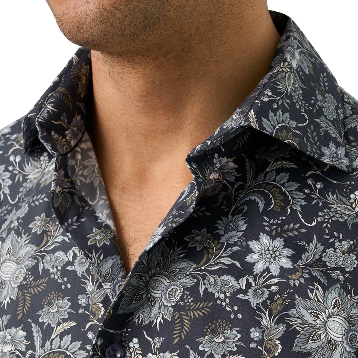 Eton - Navy Floral Signature Twill Slim Fit Shirt L/S SHIRTS Eton