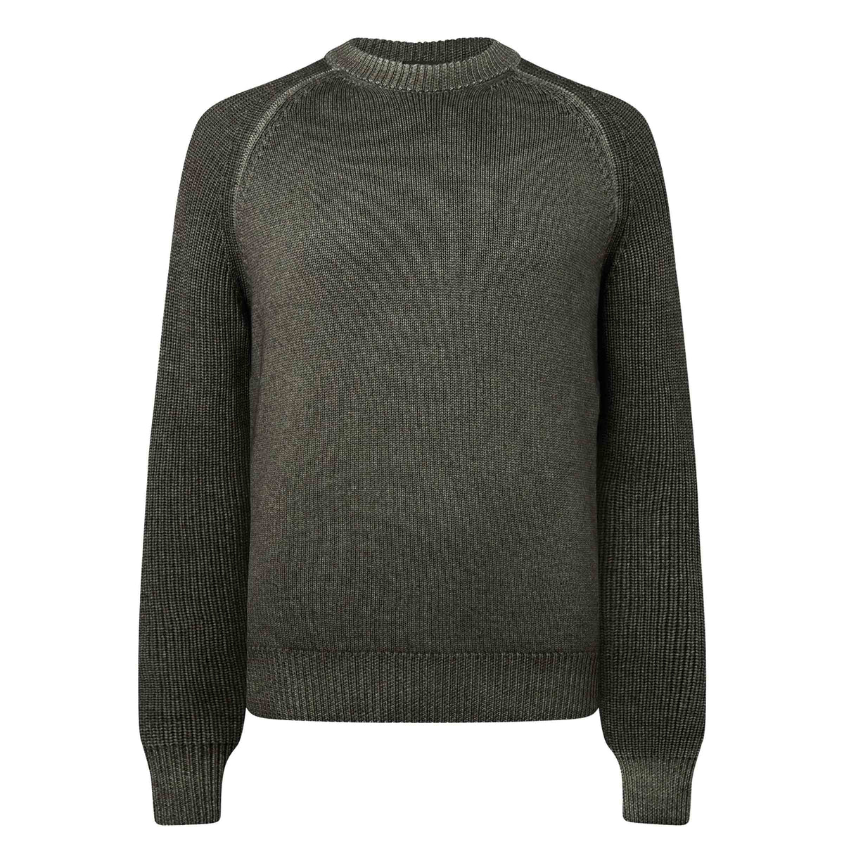 Belstaff - Khaki Green Aspect Merino Wool Crew Neck Sweater KNITWEAR Belstaff