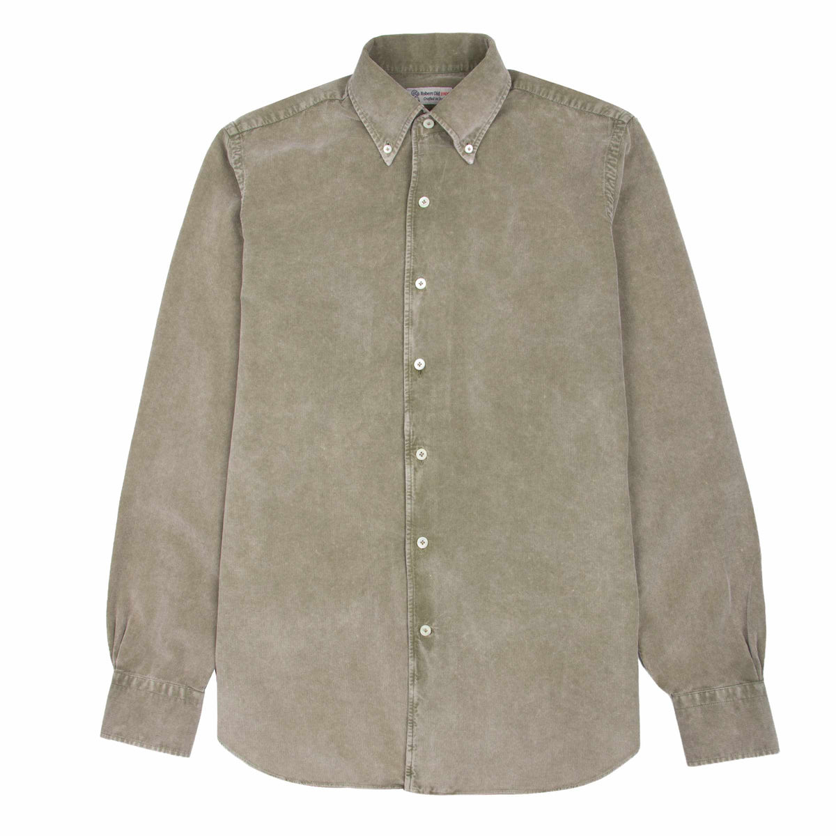 Robert Old - Grey Green Marble Washed Cotton Cordroy Slim Fit Shirt L/S SHIRTS Robert Old