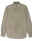 Robert Old - Grey Green Marble Washed Cotton Cordroy Slim Fit Shirt