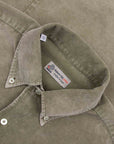 Robert Old - Grey Green Marble Washed Cotton Cordroy Slim Fit Shirt