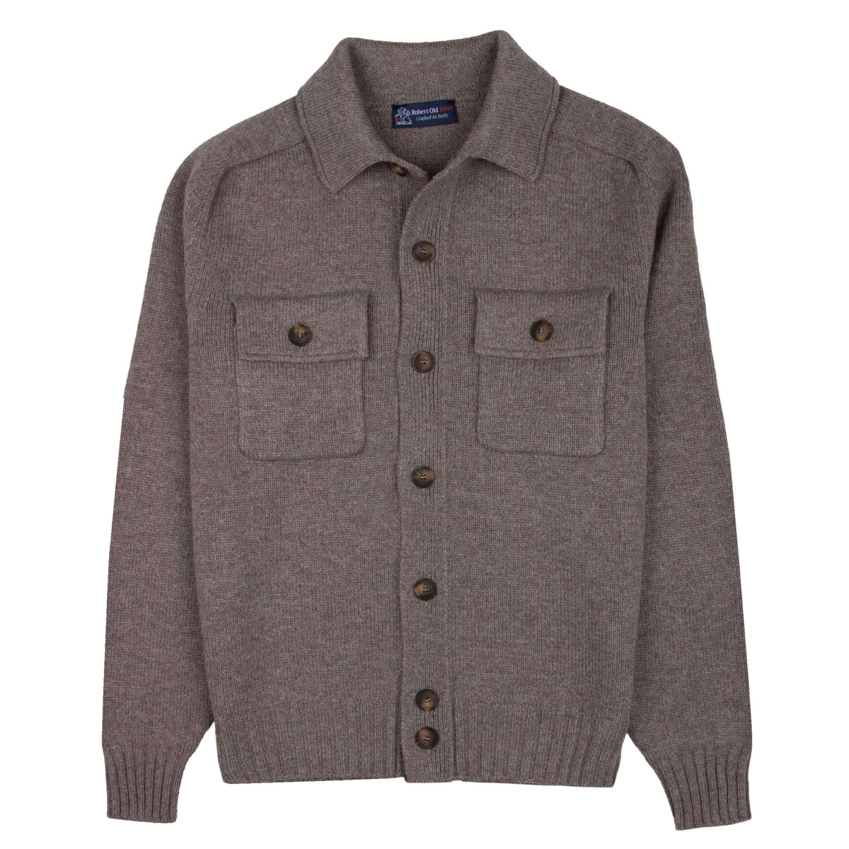 Robert Old - Mushroom Brown Patch Pocket Super Geelong Wool Jacket