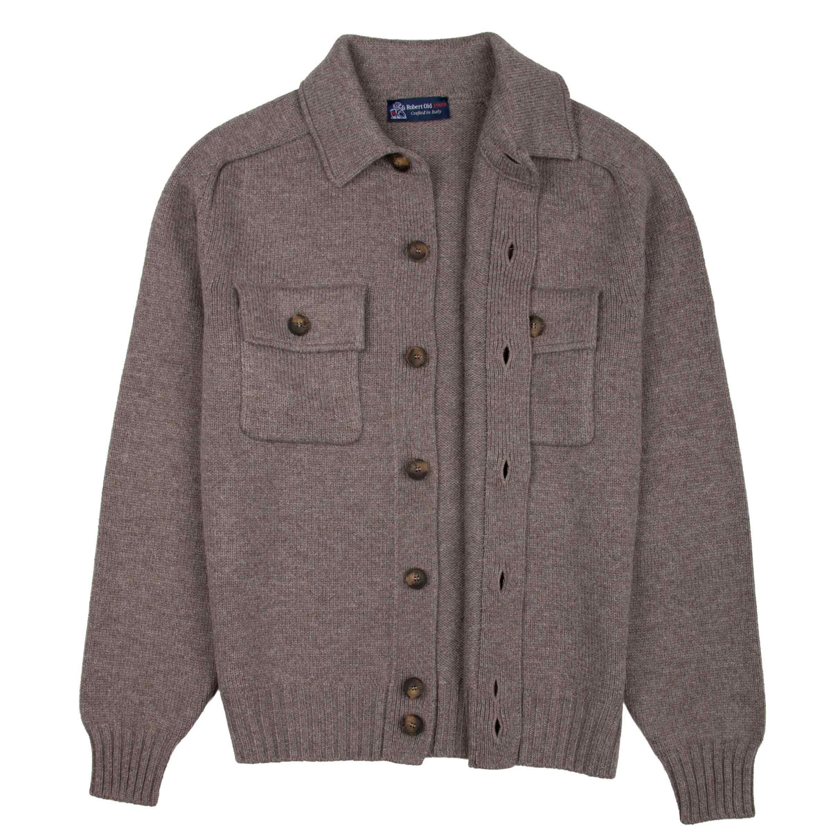 Robert Old - Mushroom Brown Patch Pocket Super Geelong Wool Jacket
