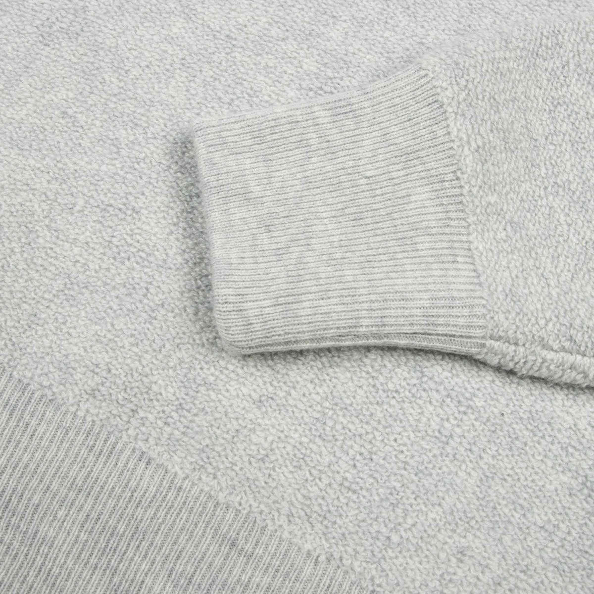 Grey Marl Bouclé Wool &amp; Cashmere Hoodie Sweater KNITWEAR Robert Old