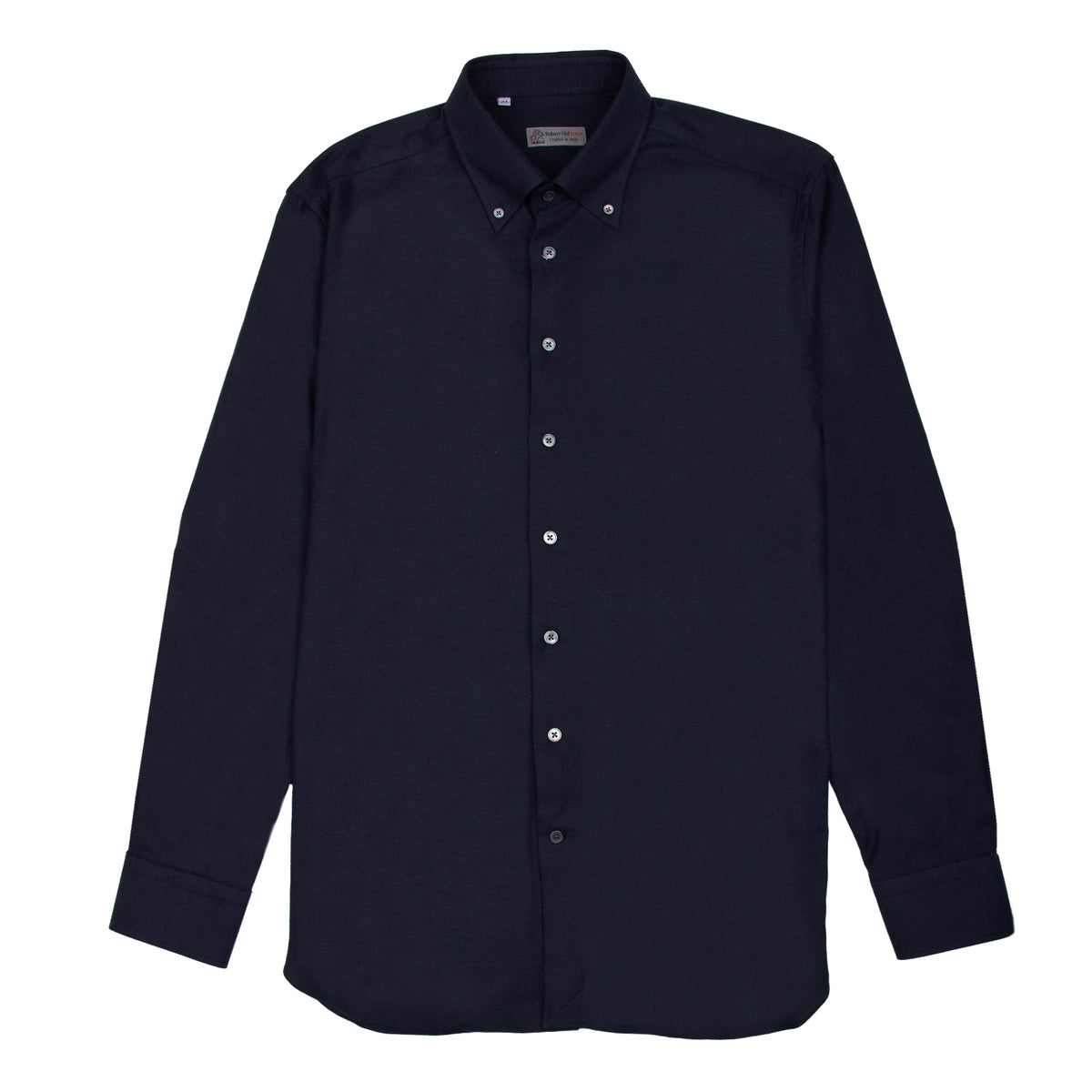 Dark Navy Italian Twill Brushed Cotton Long Sleeve Shirt