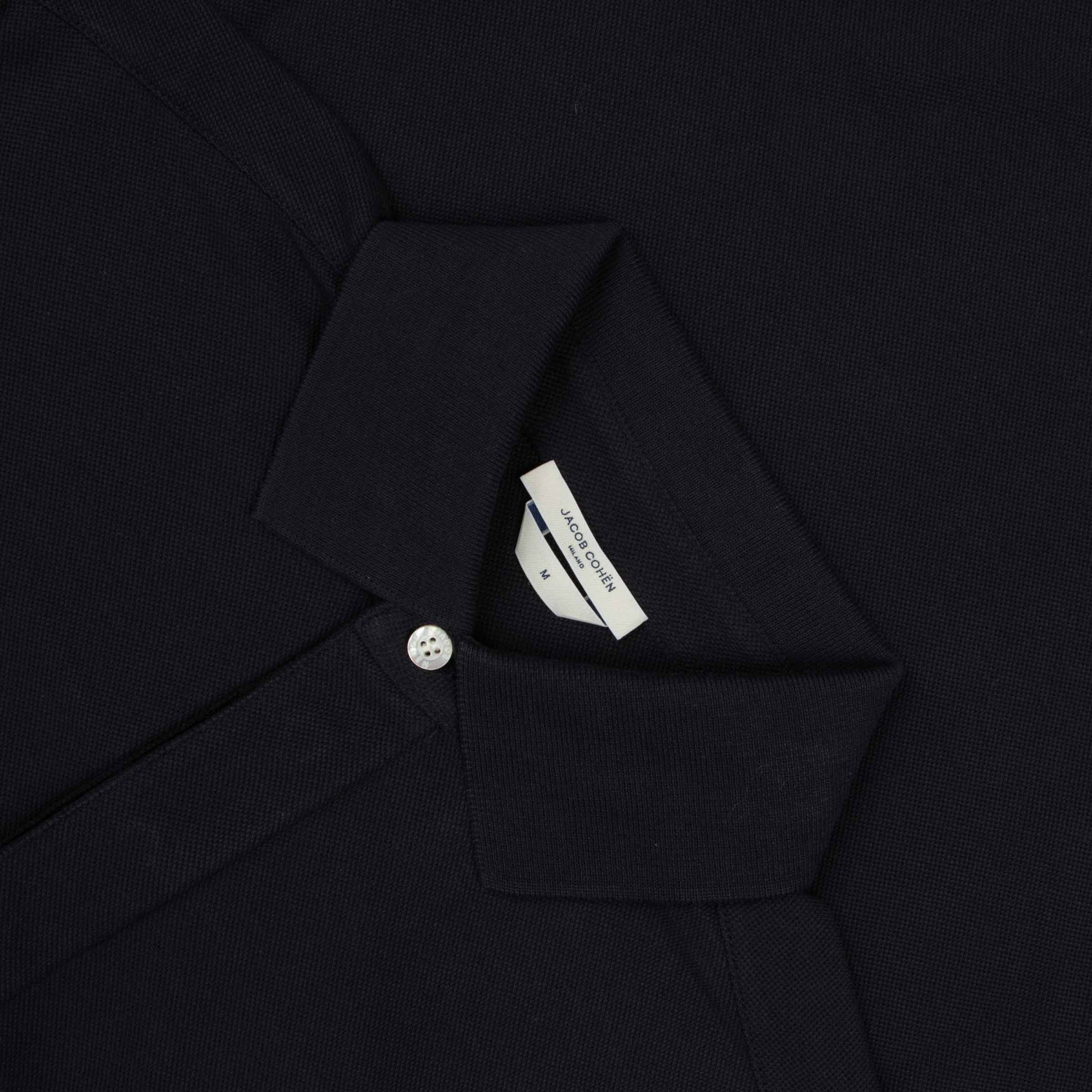 Jacob Cohen - Navy 'Lunga' Cotton Long Sleeve Polo Shirt
