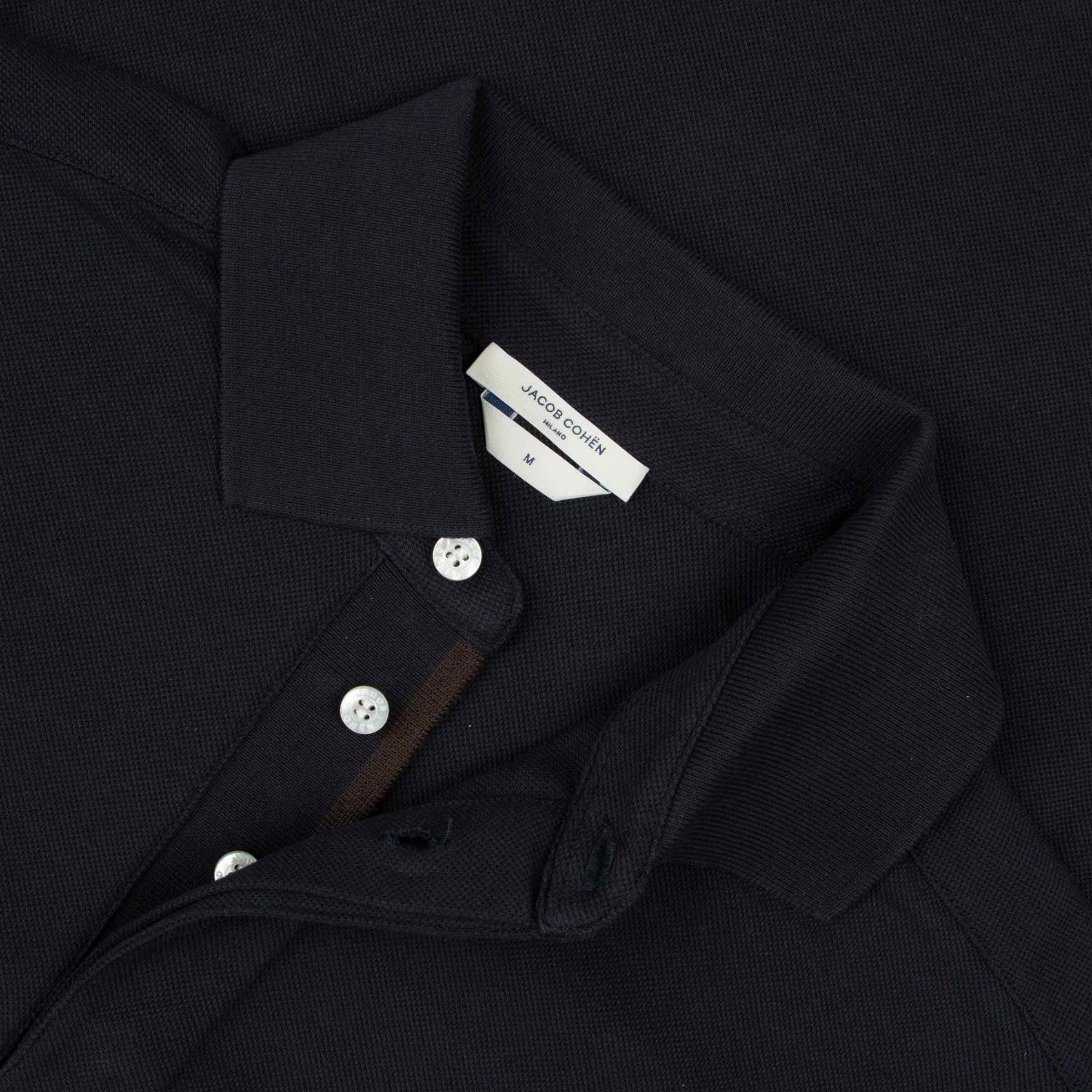 Jacob Cohen - Navy 'Lunga' Cotton Long Sleeve Polo Shirt