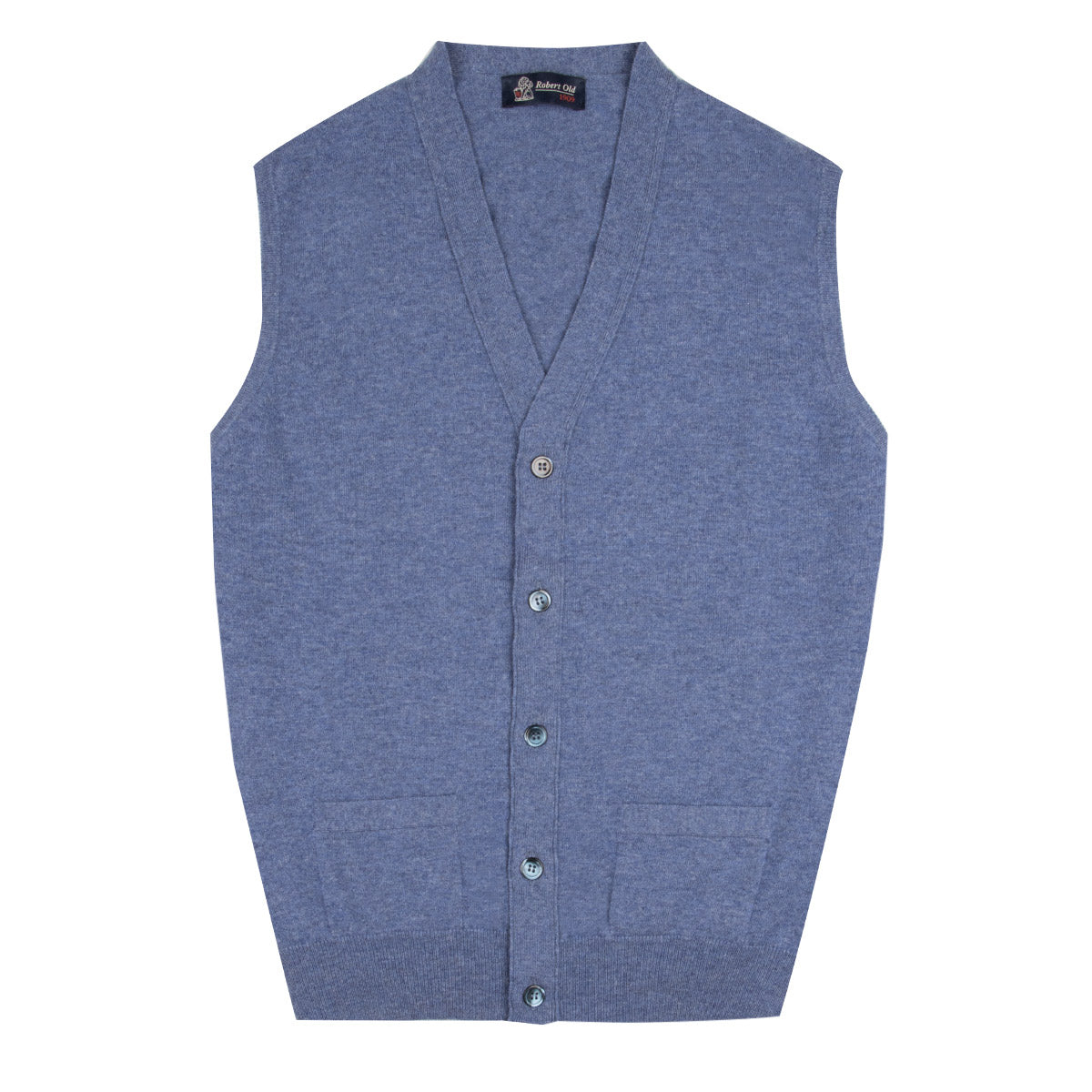 Robert Old - Lapis Blue Beaulieu Cashmere Sleeveless Cardigan CASHMERE Robert Old
