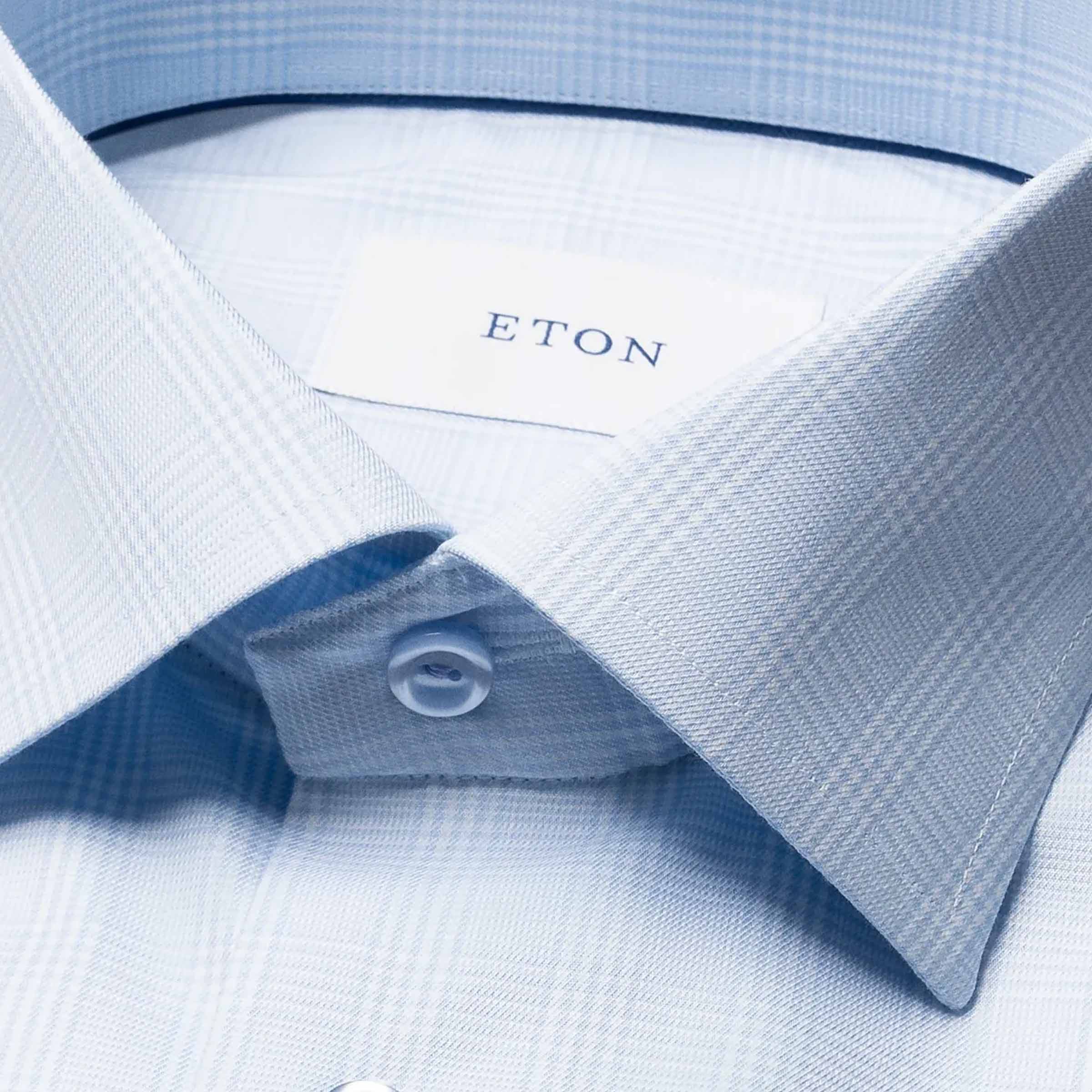 Eton - Light Blue Check Cotton TENCEL™ Lyocell Contemporary Shirt L/S SHIRTS Eton