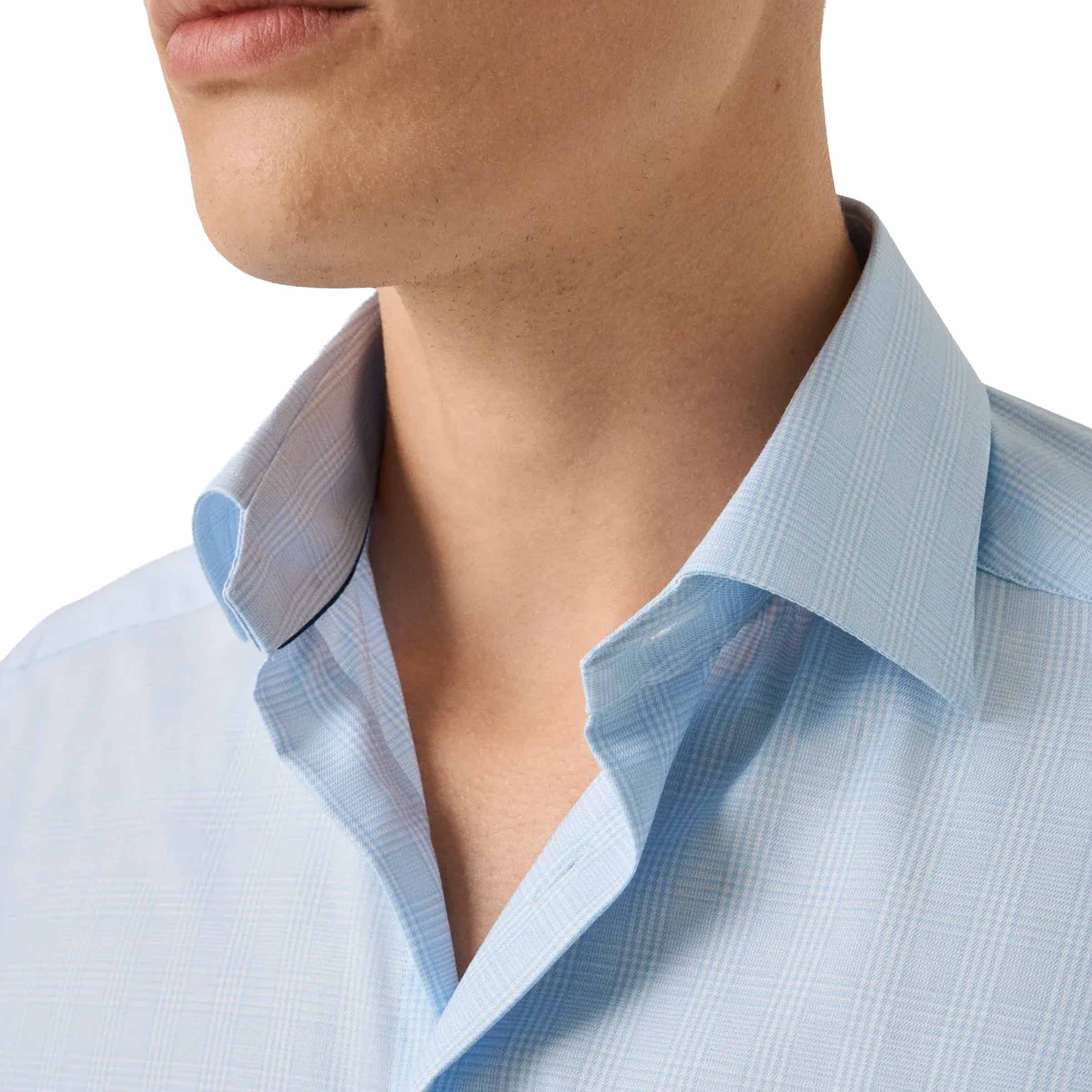 Eton - Light Blue Check Cotton TENCEL™ Lyocell Contemporary Shirt L/S SHIRTS Eton