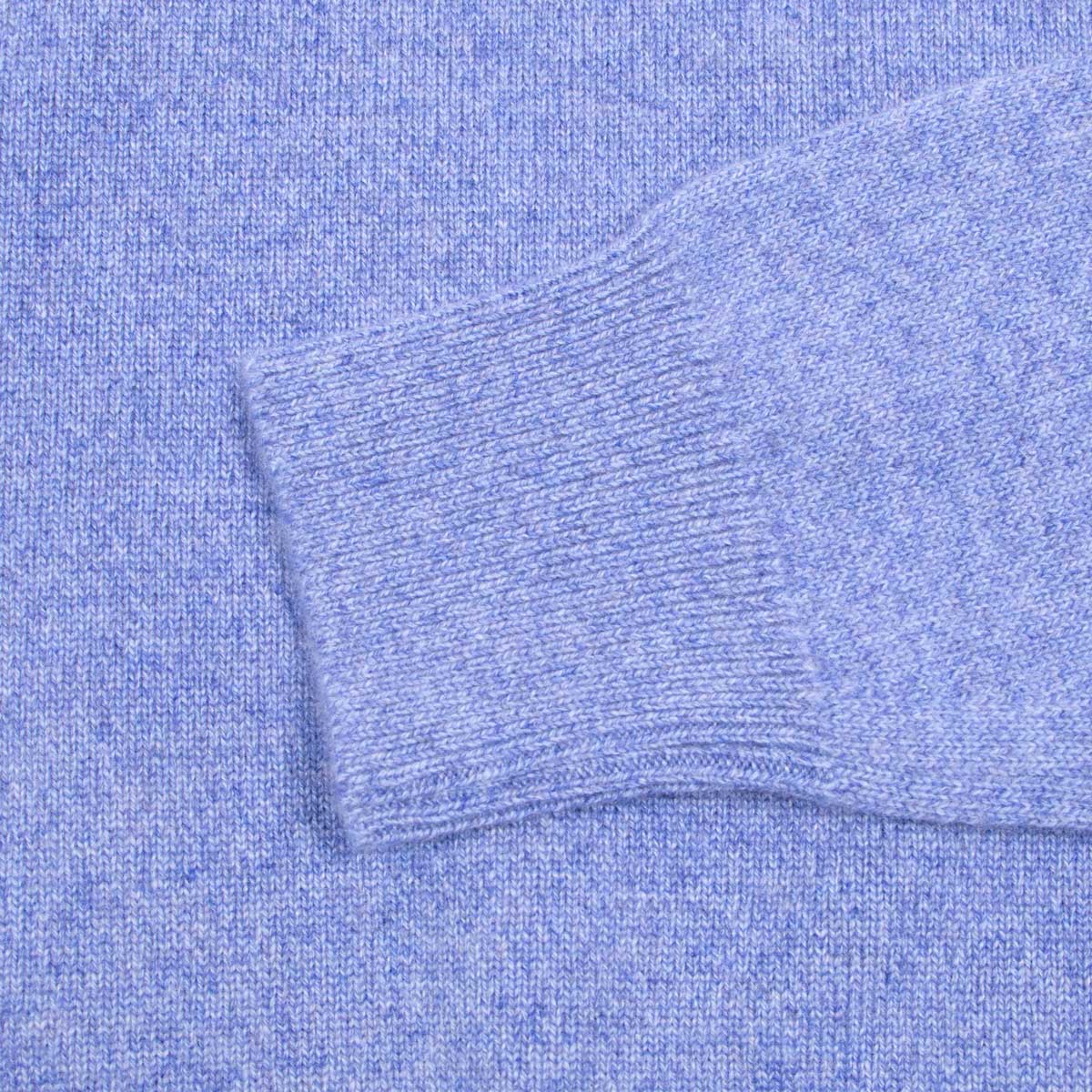 Blue Melange Balvenie 3 Button 4ply Cashmere Polo Sweater CASHMERE Robert Old
