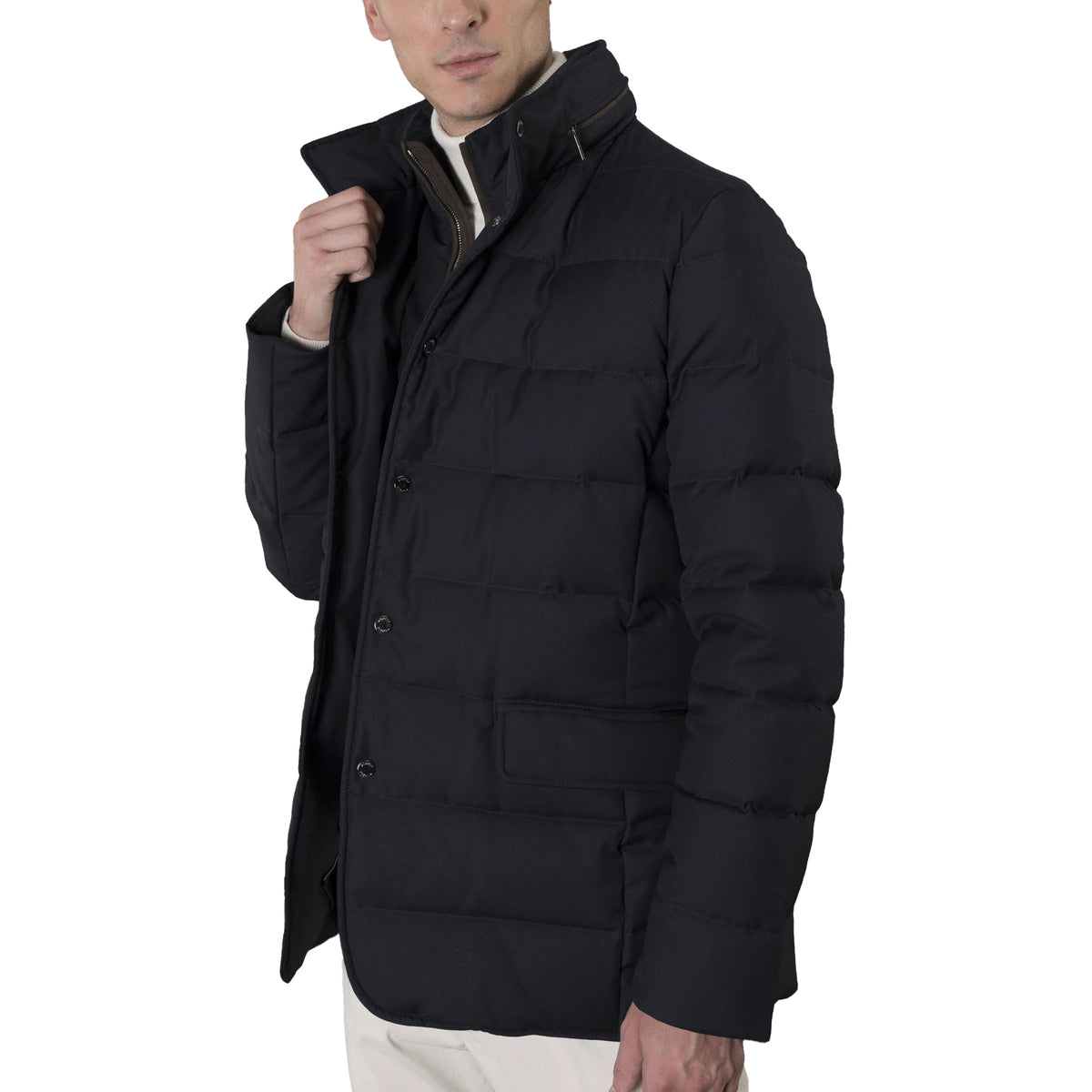 Moorer - Dark Blue 'Ilvo' Down-filled Quilted Jacket BLOUSONS MooRER