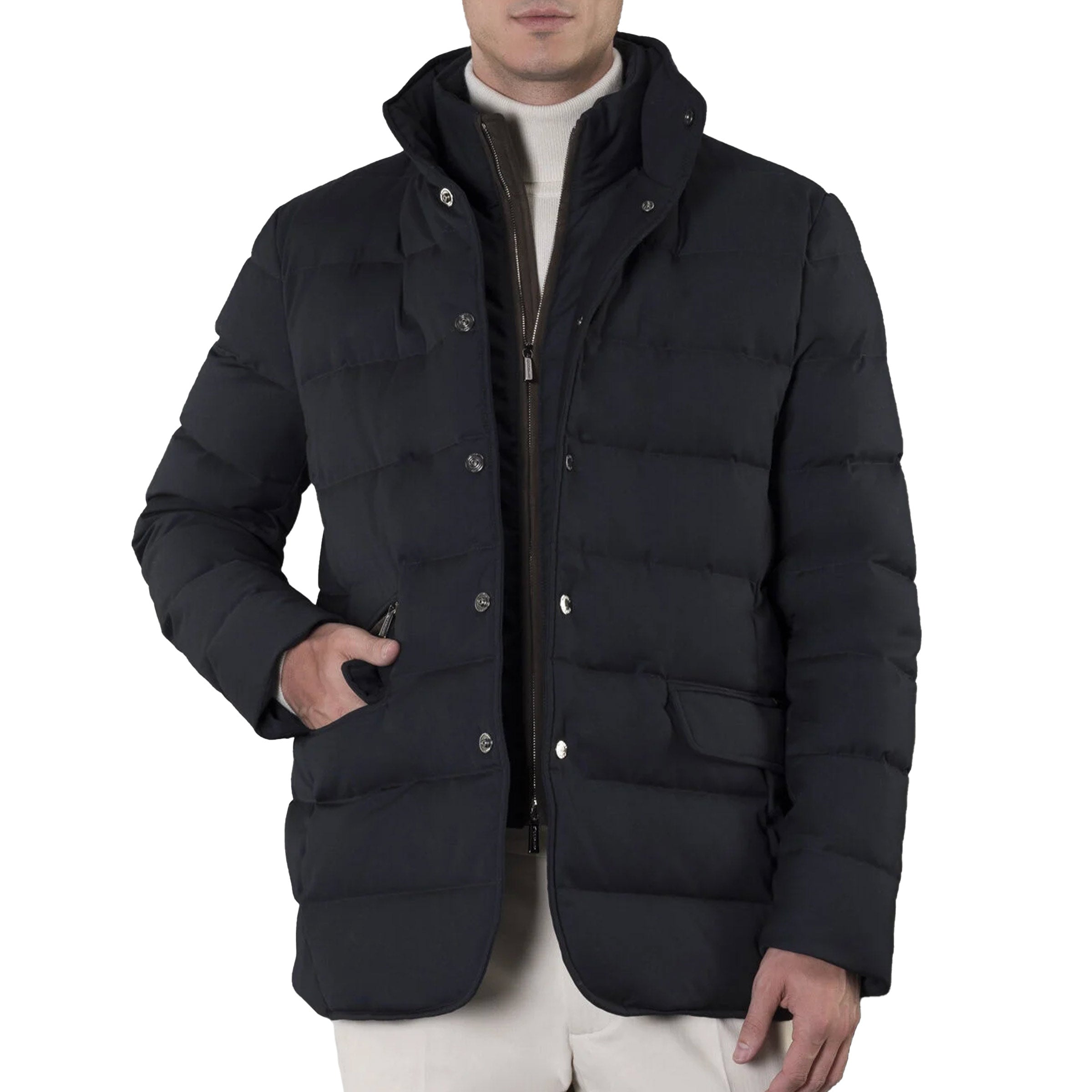 Moorer - Dark Blue 'Ilvo' Down-filled Quilted Jacket BLOUSONS MooRER