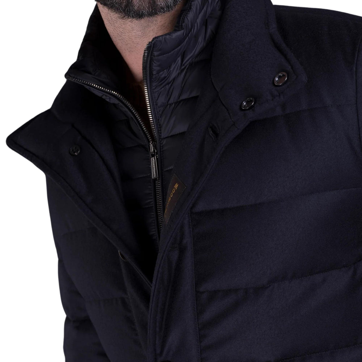 Moorer - Dark Blue ‘Calegari’ Cashmere Down-Filled Padded Coat