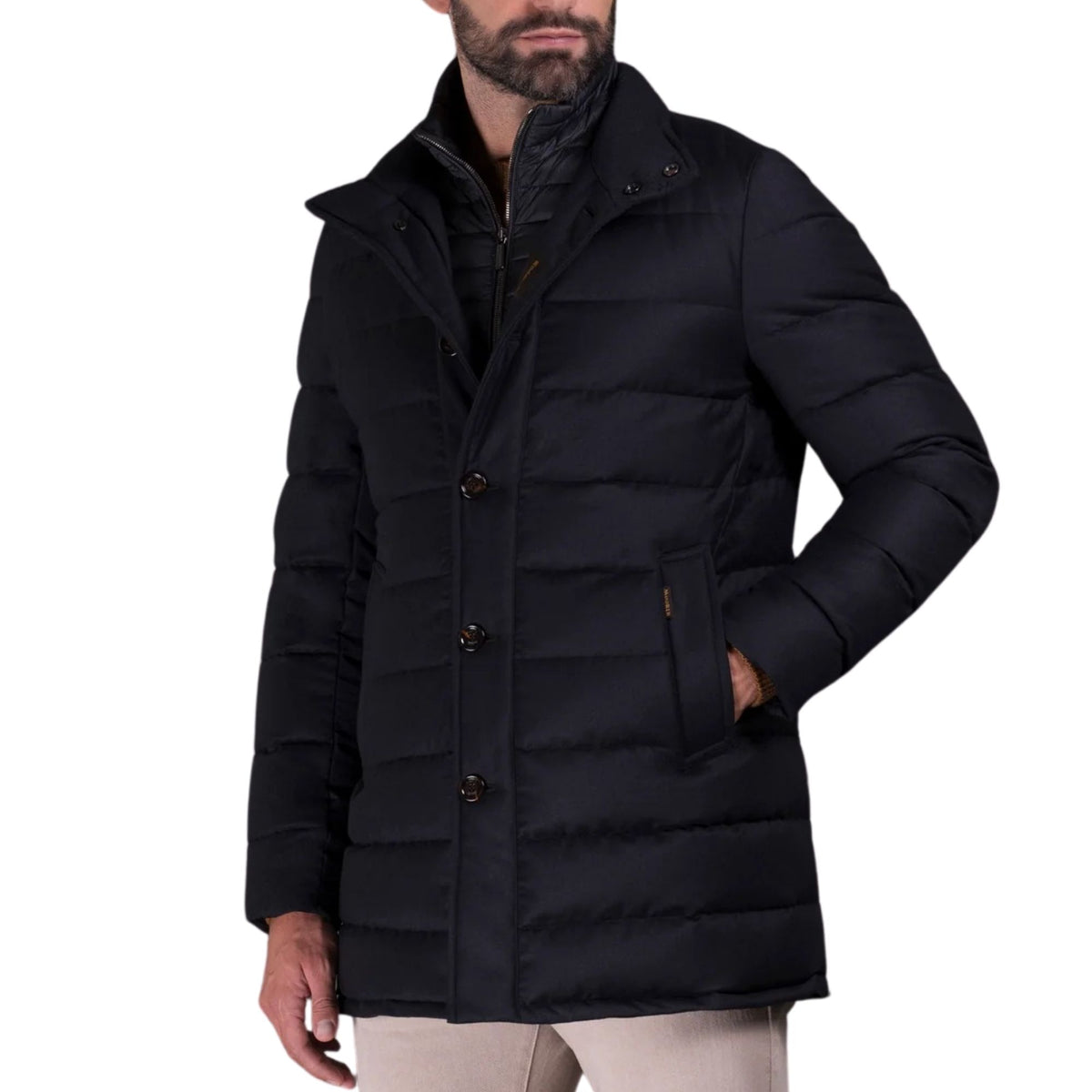 Moorer - Dark Blue ‘Calegari’ Cashmere Down-Filled Padded Coat